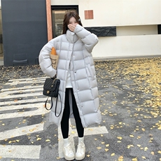 灰色立领中长款泡芙羽绒服女冬2025超火好看高级小众加厚保暖外套，女装羽绒服，2C016