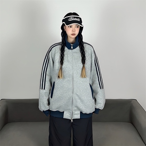 抖音得物高品质 美式高街重磅结构设计拼接织带立领卫衣外套 CM42图片