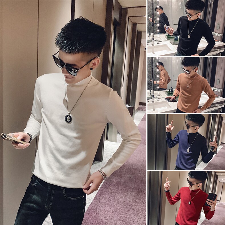 M032021年社会小伙修身圆领毛衣潮男时尚纯色针织衫线,男装针织衫/毛衣,星座102A（原电商D309-1）