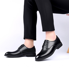 春秋男鞋商务正装皮鞋男系带简约英伦风头层牛皮婚鞋男尖头皮鞋，男鞋皮鞋，电商A223