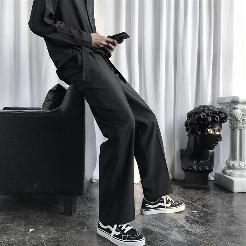 西装裤男宽松垂坠感港风直筒阔腿班服休闲长裤子男dk制服X260-P38,男装西裤,星座1008