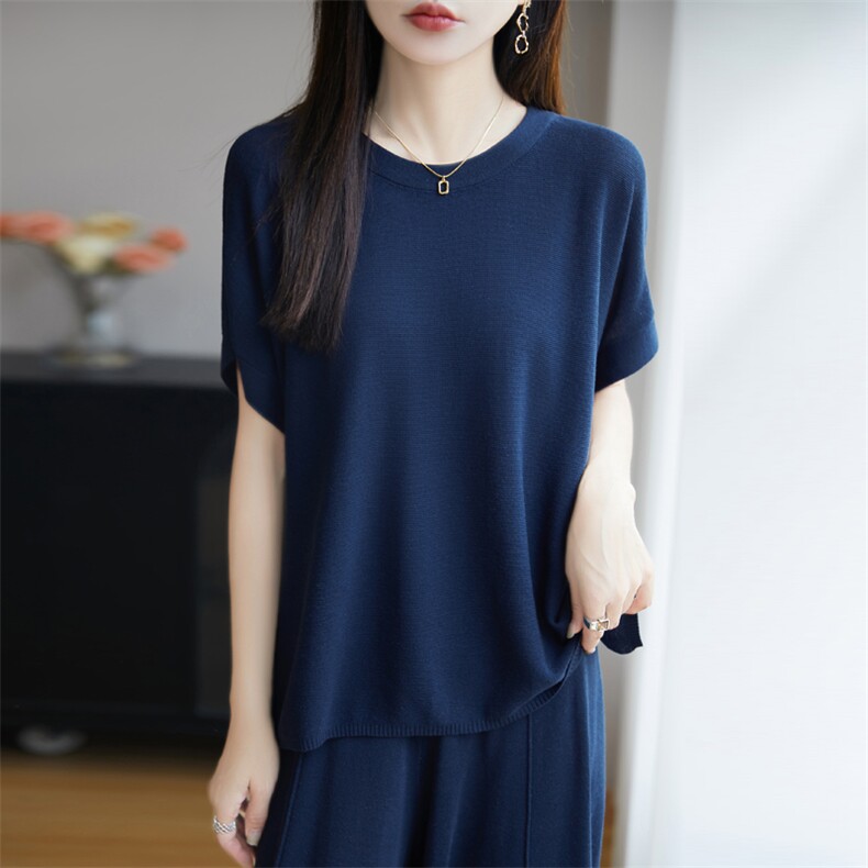 DY642圆领短袖DY643中缝阔腿裤,女装套装/套裙,东远绒业