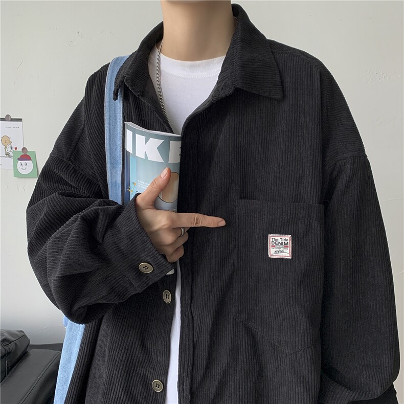 20秋冬灯芯绒外套长袖韩版衬衫宽松衬衣情侣男女ins潮H202/P45，男装衬衫，钱塘713