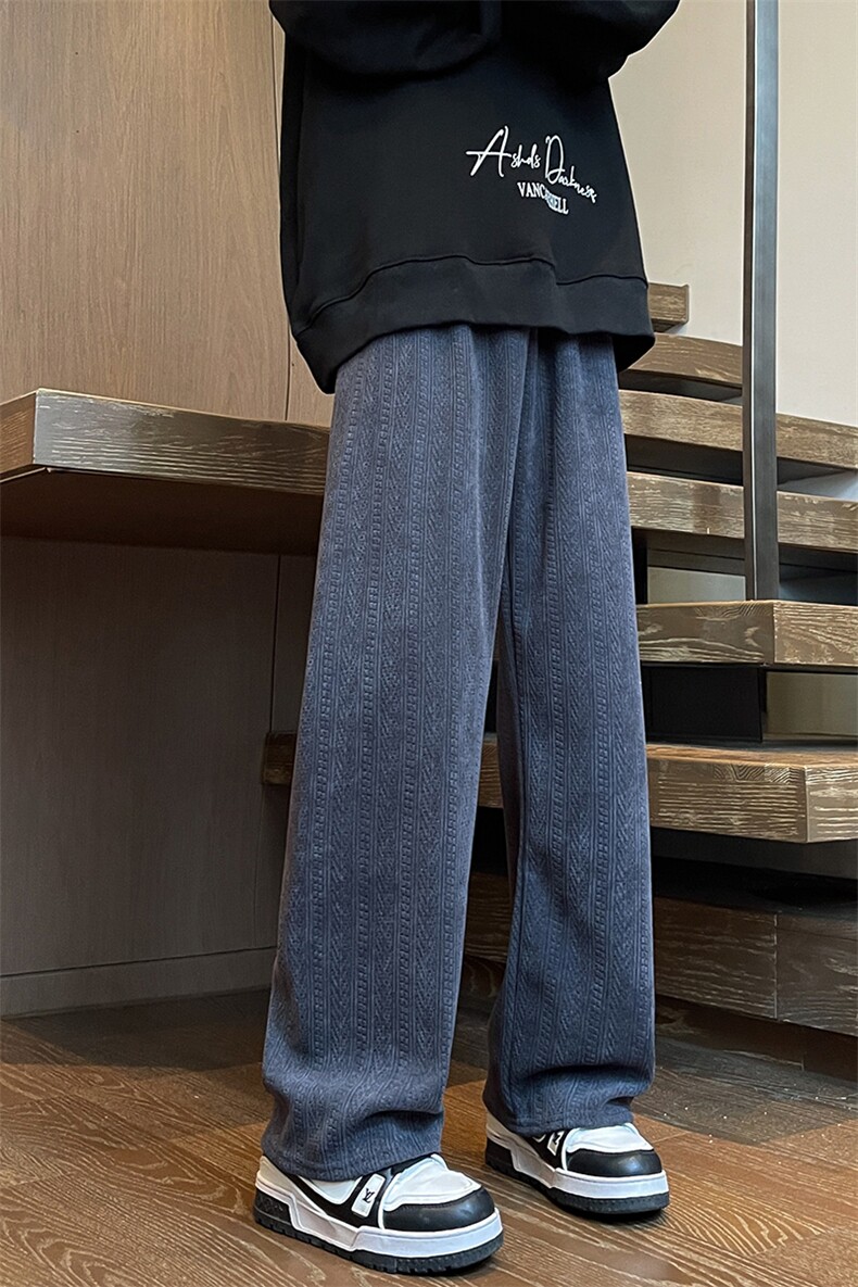 8XL-M麦穗纹雪尼尔阔腿裤男垂感休闲直通裤特大码卫裤K992P50控68,男装休闲裤,电商D206-1
