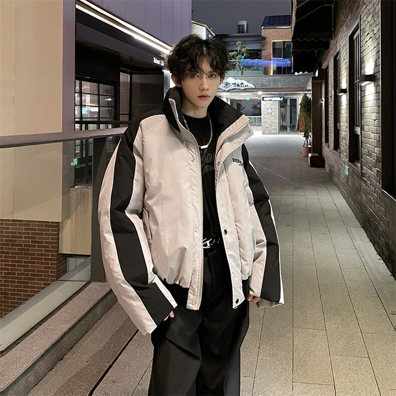405A美式高街撞色短款棉服加厚立领面包服MY24919-P125控158,男装棉衣,星座405A