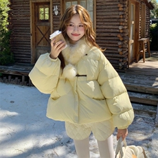 加厚两色羽绒服外套+配真狐狸毛毛领一条，2B218-2567-P265,控378，女装羽绒服，2B218