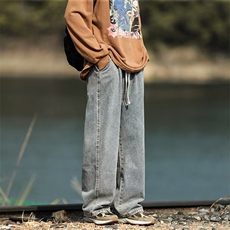 218-1-P42-XK8017新款时尚休闲潮男百搭纯色宽松牛仔裤，男装牛仔裤，四季星座218-1