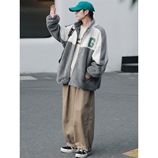 冬款青少年港风加绒加厚棉衣潮牌羊羔绒外套男女923-P110控价158，男装棉衣，电商A441-1