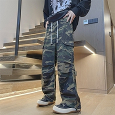 秋冬抖音迷彩工装裤潮牌美式高街大口袋休闲裤kk364P60，男装休闲裤，星座712