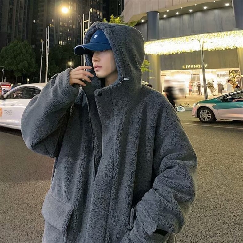 暗黑系连帽羊羔绒棉服男生冬季ins潮牌复古痞帅棉衣休闲加厚外,男装棉衣,星座218-1（原230）