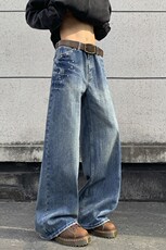 美式高街弯刀牛仔裤男潮牌个性宽松休闲裤N1142-P55，男装休闲裤，电商D202-1