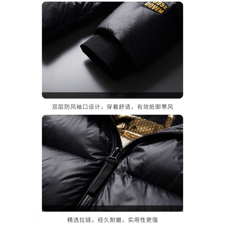冬男连帽黑金款鹅绒御寒加厚保暖潮羽绒服高充绒极寒超厚短款外套,男装羽绒服,钱塘6003（原4033）