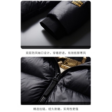 冬男连帽黑金款鹅绒御寒加厚保暖潮羽绒服高充绒极寒超厚短款外套，男装羽绒服，钱塘6003（原4033）