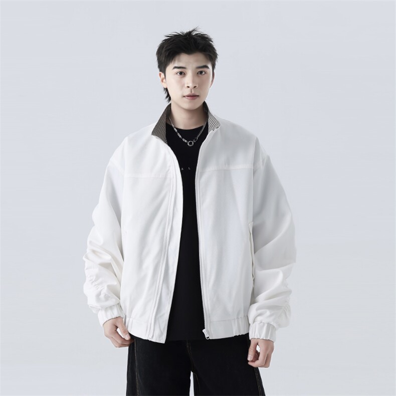 现货 美式潮牌撞色立领夹克男士春秋季2026新款休闲工装外套图片