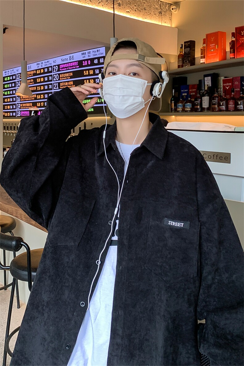 C6085/P40秋装新款水洗灯芯绒衬衫男长袖衬衣大码宽松外套上衣男,男装衬衫,电商A141