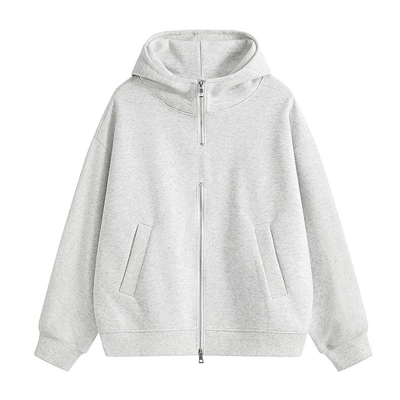 重磅全棉450克双拉链开衫连帽卫衣纯色短宽外套男潮 RH5329-P57图片