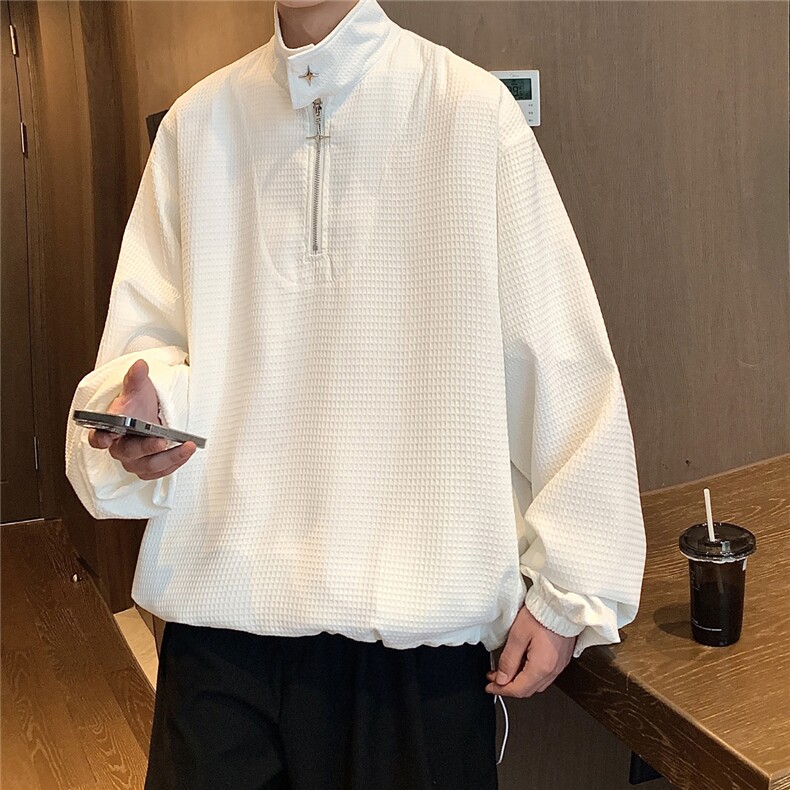 港风华夫格金属拉链装饰大码套头潮卫衣男外套男WY8758P65控88,男装卫衣,星座226-1