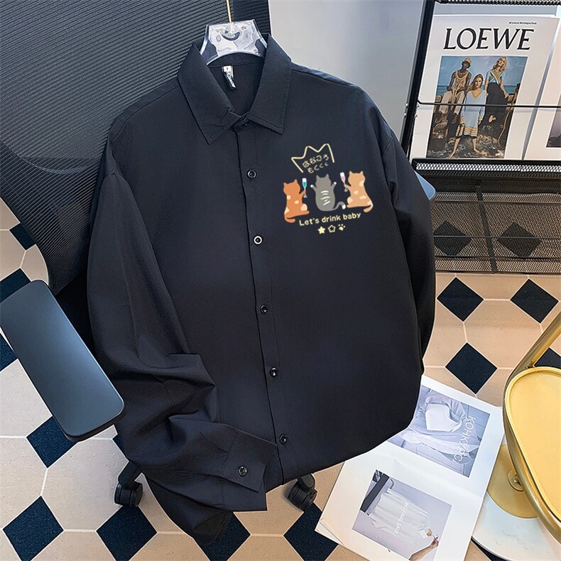 新中式长袖衬衫男士春秋季oversized风痞帅潮牌外套1135/P35，男装衬衫，星座506B