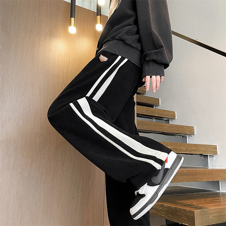 8XL-M特大码直筒运动裤微喇休闲长裤美式高街阔腿裤子KZ1923/P55，女装休闲裤，电商B238