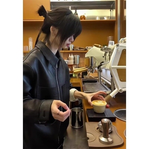 【有货】千鸟格pu皮衣外套翻领猎装夹克JK134特P90