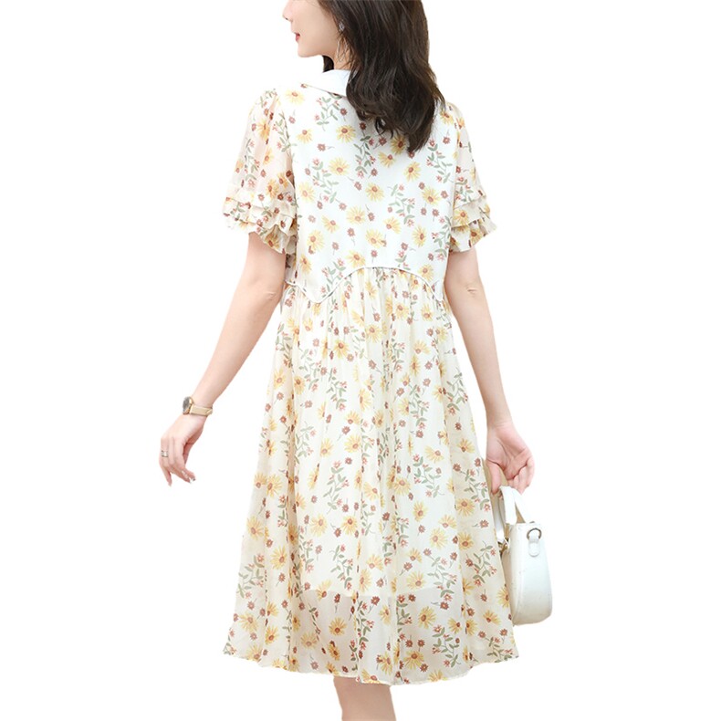 2022年夏季白色领腰间滚条潮流有范优雅甜美连衣裙,女装连衣裙,梦芯尔
