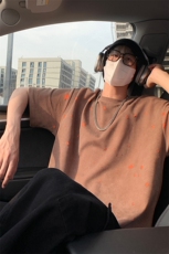 美式复古假两件破洞短袖T恤男夏季潮牌宽松大码休闲痞帅半袖体恤，男装T恤，电商A007