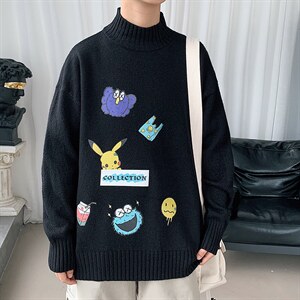 M18079-P45 加绒P65半高领毛衣男士大码针织衫男毛线衣男线衫图片