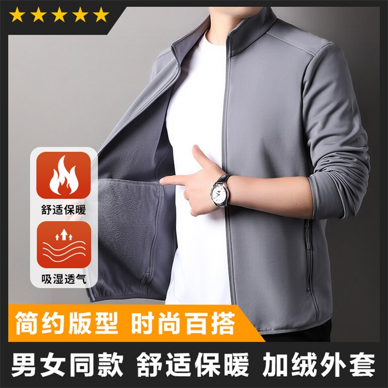 F83119加绒新型面料卫衣外套针织立领拉链保暖仿棉图片