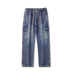 工装水洗牛仔裤男士高街vibe美式宽松阔腿长裤休闲裤子J8102-P50图片