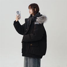 中性风连帽可脱卸毛领工装棉衣男大码潮流棉衣男MY77917P138控198，女装棉衣/棉服，星座226-1