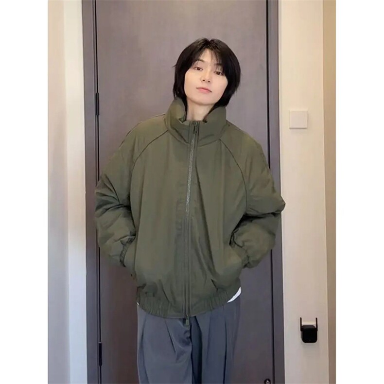 现货美式高街休闲棉衣夹克三防立领纯色户外工装加厚棉服外套,男装夹克,电商A486