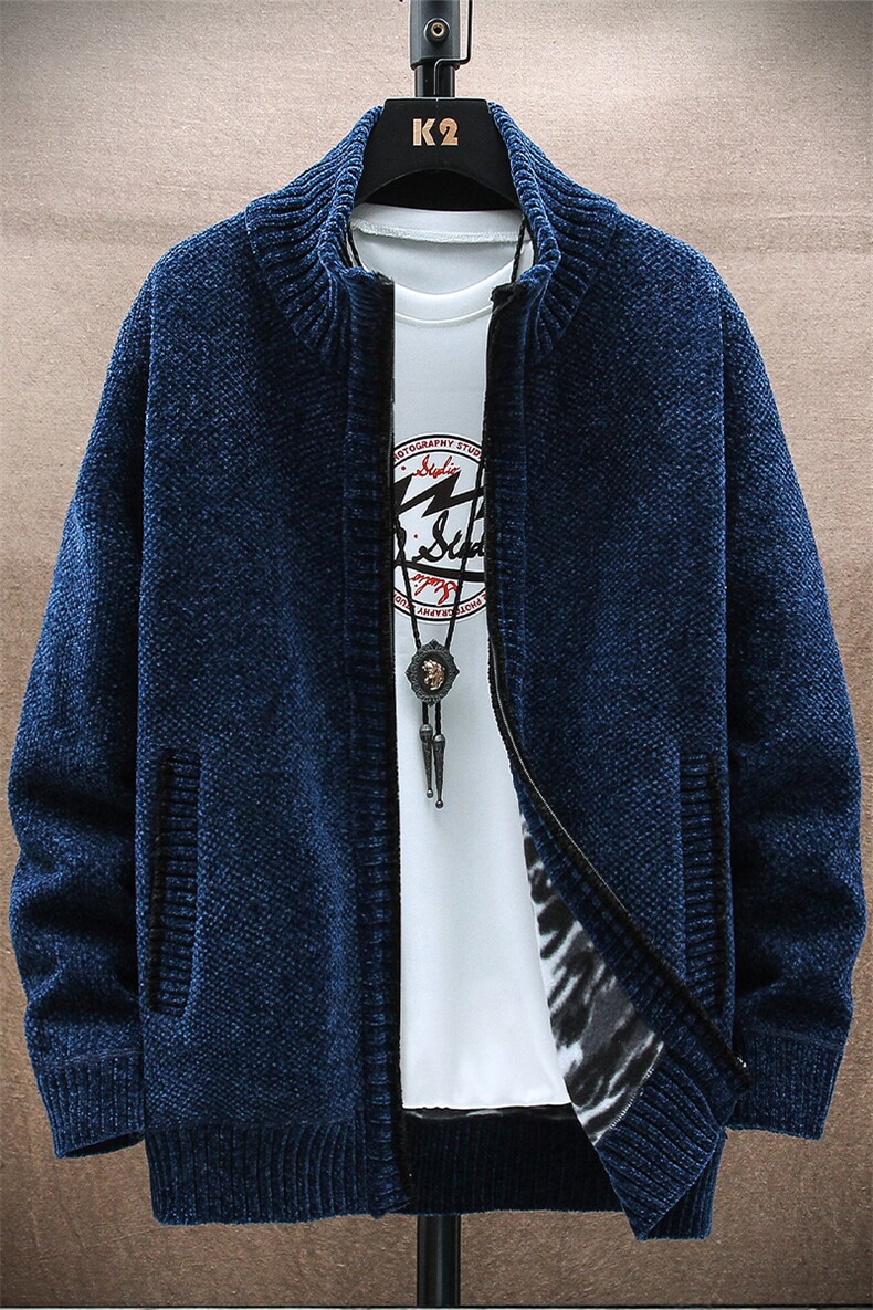 品质好秋冬季新款男士休闲毛衣立领外套百搭加绒雪尼尔8811-P50,男装针织衫/毛衣,星座1706