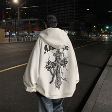 XZ213-JK16-P80控98港风大码ins高街潮牌发泡印花开衫连帽卫衣，男装卫衣，星座213