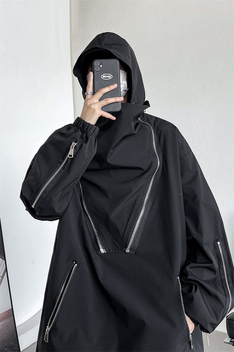 JK8105/P75秋装新款美式潮牌机能防水冲锋衣宽松夹克工装防风外套,男装夹克,电商A141