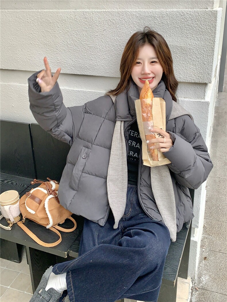 针织披肩灰色90绒羽绒服女2025冬季新款设计感显瘦气质巨好看外套,女装羽绒服,艾米莉亚