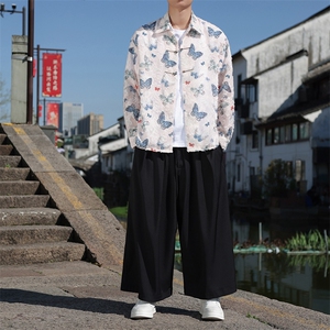 春夏新中式飞机扣复古小众蝴蝶刺绣流苏长袖衬衫30501图片