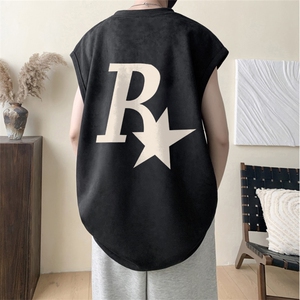 2025新款 重磅高品质麂皮绒无袖坎肩背心R星英文印花JB4134-特P19图片