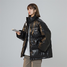 A203-P100冬季新款PU皮棉服字母立领棉服上衣港风个性，男装棉衣，星座911