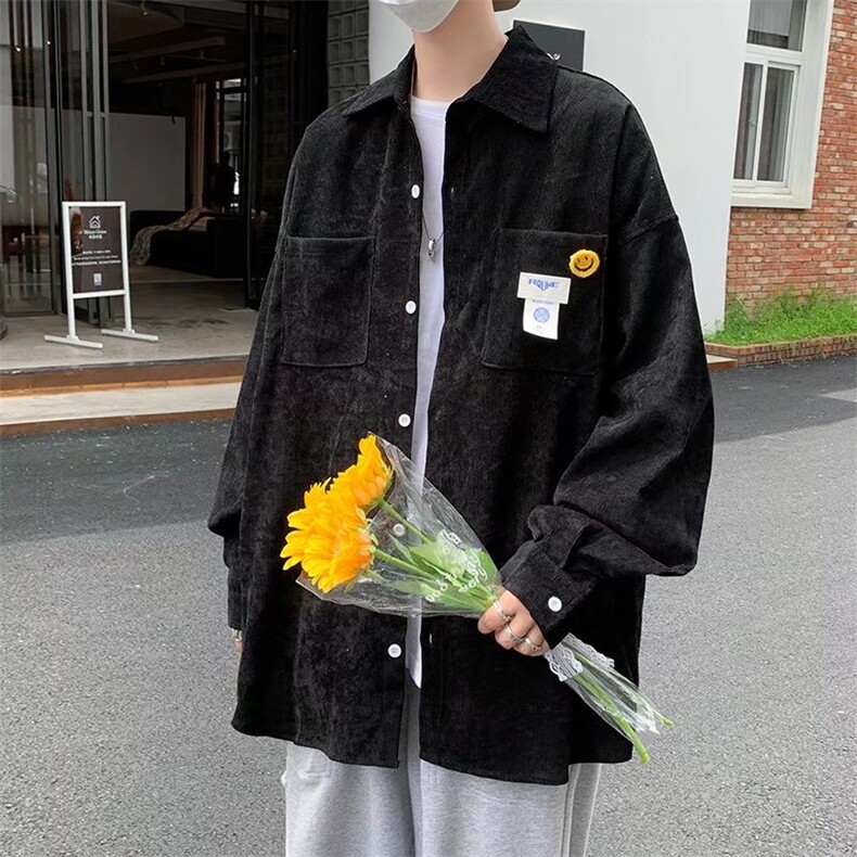 长袖衬衫春款男港风潮流灯芯绒衬衣C916P33,男装衬衫,星座1116-2