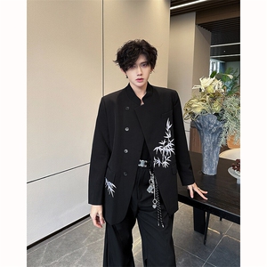 现货 25新中式礼服竹叶刺绣斜襟立领西装外套XZ114-P128图片