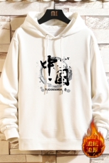 WY2134-P40加绒P45纯连帽卫衣男大码运动帽衫宽松薄外套，男装卫衣，电商A040A