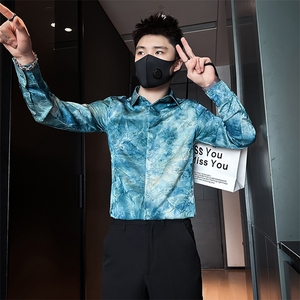 店主风英伦衬衫男印花提花社会小伙高档面料301C-CS10-特P60控89图片