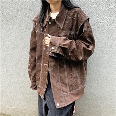 现货不缺货假两件水洗夹克百搭美式外套1209-1-JK17-P108，男装夹克，星座1209-1