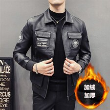 2023秋冬社会小伙PU皮衣男生机车皮夹克帅气休闲外套LE616-P118，男装皮衣，星座1105-3