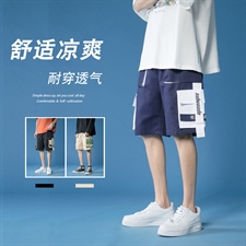 XZ216-1-K903P45控68 夏新款青少年休闲刺绣短裤宽松大码五分裤图片