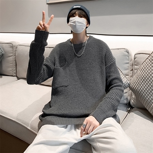 毛衣男圆领套头打底衫宽松韩版港风日系针织线衣1001-1-M608-P38图片