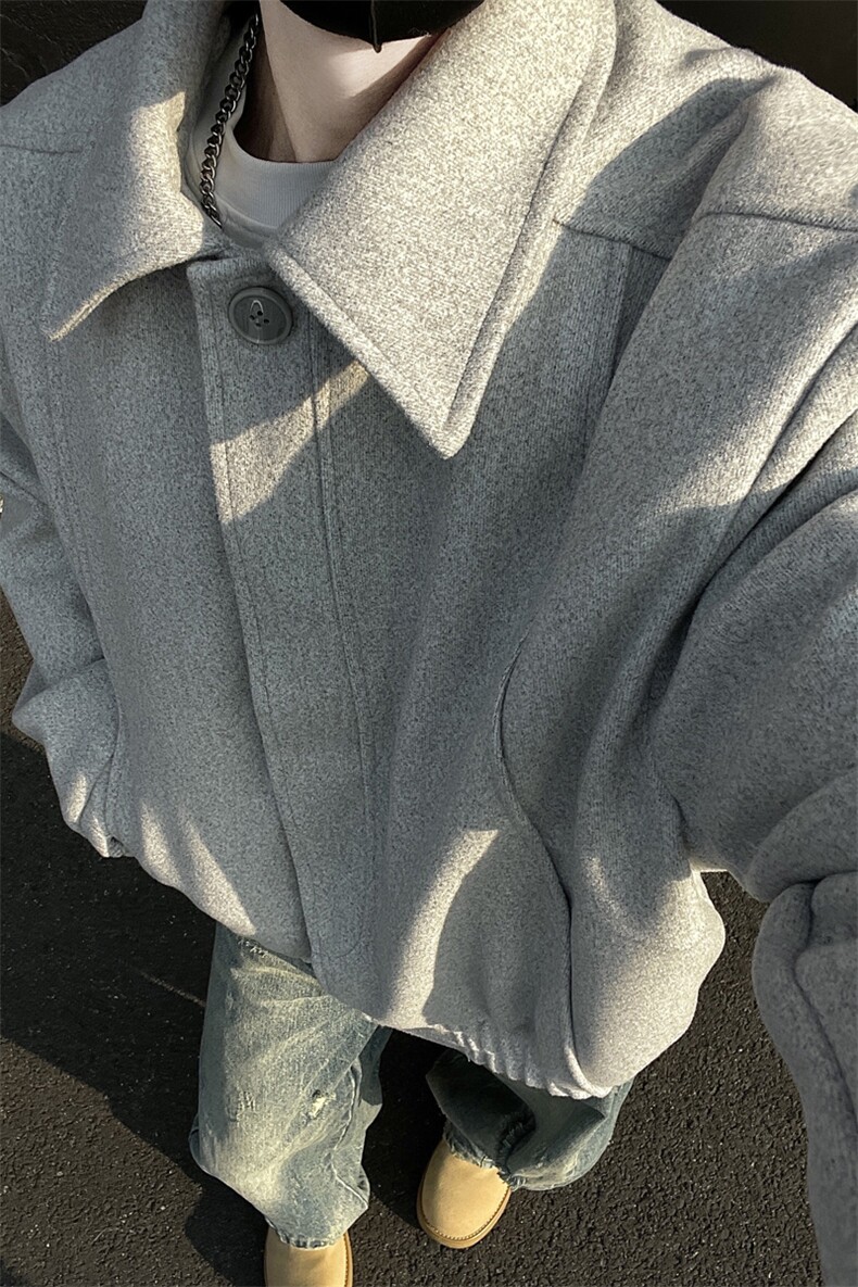 美式复古棉衣外套男秋冬季新款潮牌加厚cleanfit毛呢翻领夹棉夹克,男装夹克,星座1315