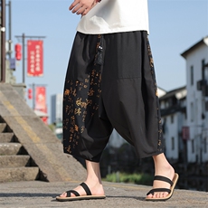 新中式冰丝数码印花宽松休闲哈伦裤8020-p65，男装休闲裤，星座816A（原B366）