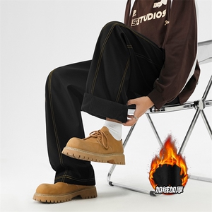 直筒宽松长裤垂顺加绒加厚时尚百搭明线S-3XL 2091特批3669图片