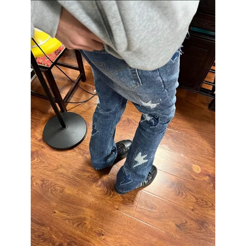 哈伦老爹牛仔裤男春系复古锥形裤萝卜型高腰宽松,男装牛仔裤,四季星座505